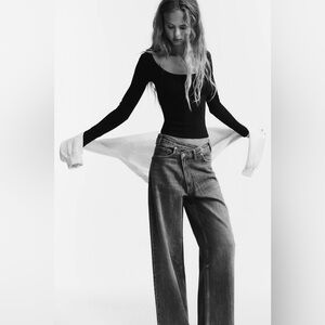 Wide leg crossover jeans